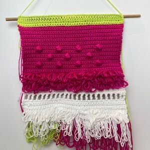 Handmade Pink and White Crochet Wall Hanging
